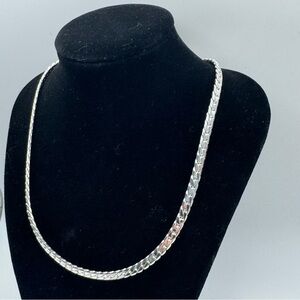 Givenchy Silver Tone Herringbone Chain Necklace Vintage Designer Jewelry